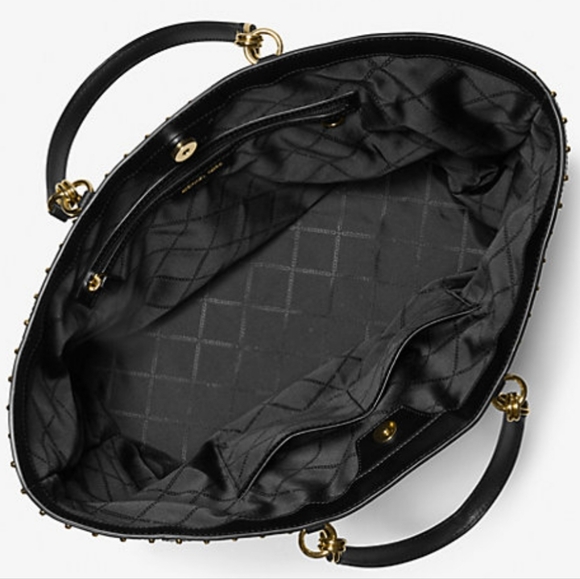 Michael Kors Devon Extra-Large Studded Pebbled Leather Tote Bag Black Purse $558 - Picture 12 of 16